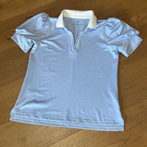 Tuckernuck Puff Sleeve Performance Jersey Caroline Polo - EUC - Blue - Size M
